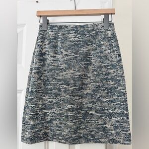 Brooks Brothers Textured Blue and White A-Line Skirt